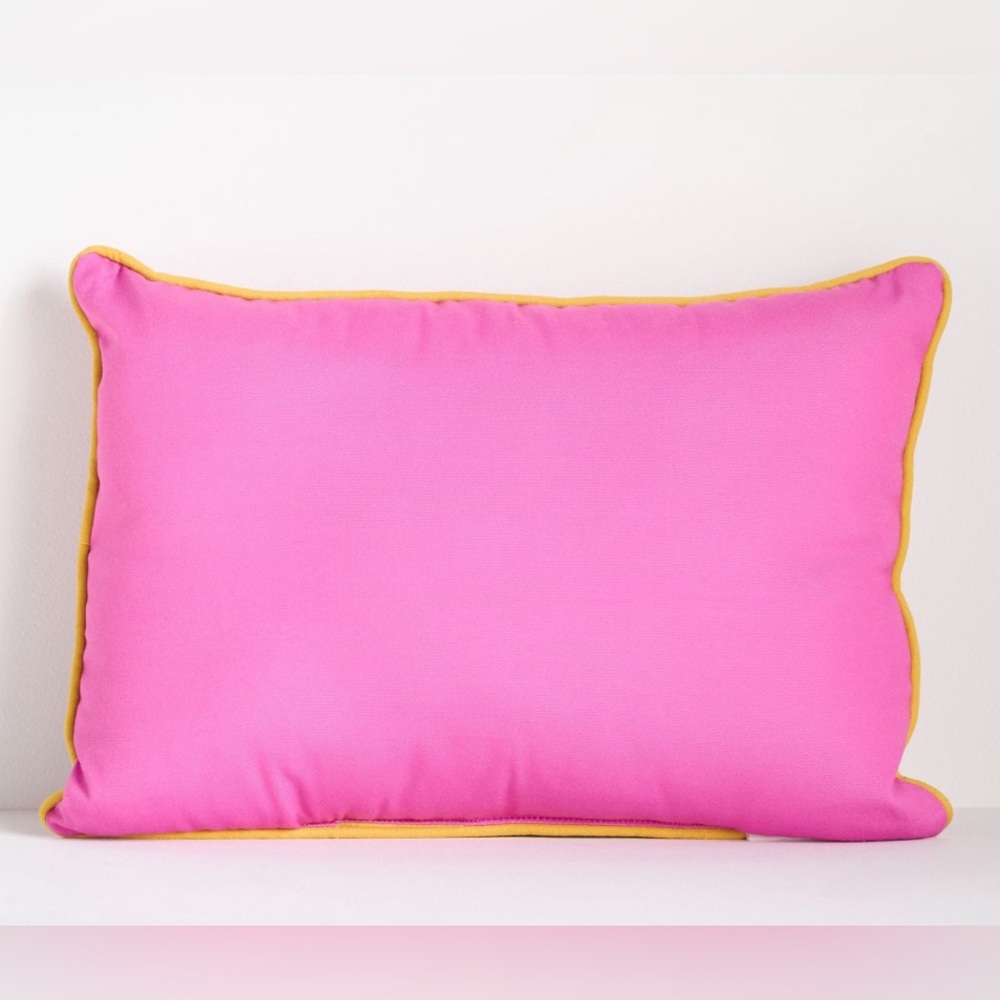 Anthropologie Kenia Embroidered Floral Indoor/Outdoor Pillow,Pink, NWT - Picture 2 of 3